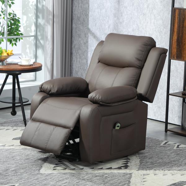 Poltrona Relax Levanta Pessoas com Controle Remoto Reclinação Elétrica de 160° Apoio para os Pés 76x90x105 cm Castanho Escuro