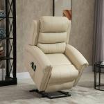 Poltrona Reclinável Elétrica Levanta Pessoas com Massagem Vibratória e Aquecimento 98x96x105 cm Creme