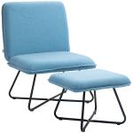 Poltrona Sala de Estar com Apoio para os Pés Poltrona Relax com Pés de Aço em Forma de Cruz Azul Claro