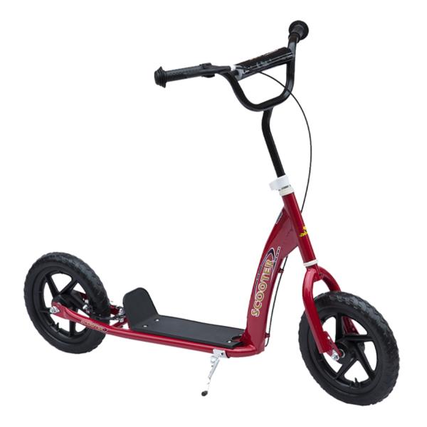 Trotinete para Crianças acima de 5 anos Scooter de 2 Rodas Grandes de 12 Polegadas com Freio e Guidão Ajustável em Altura Carga Máx. 50kg 120x52x80 - 88cm Vermelho