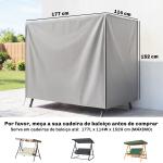 Capa para Móveis de Jardim Capa Protetora para Baloiços de Exterior com Fecho de Correr 177x114x152 cm Cinzento