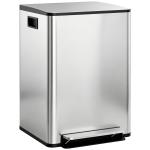 Balde de Lixo de Cozinha com 2 Compartimentos 2x30L Pedal Fechamento Suave e Cubo Amovível Prata