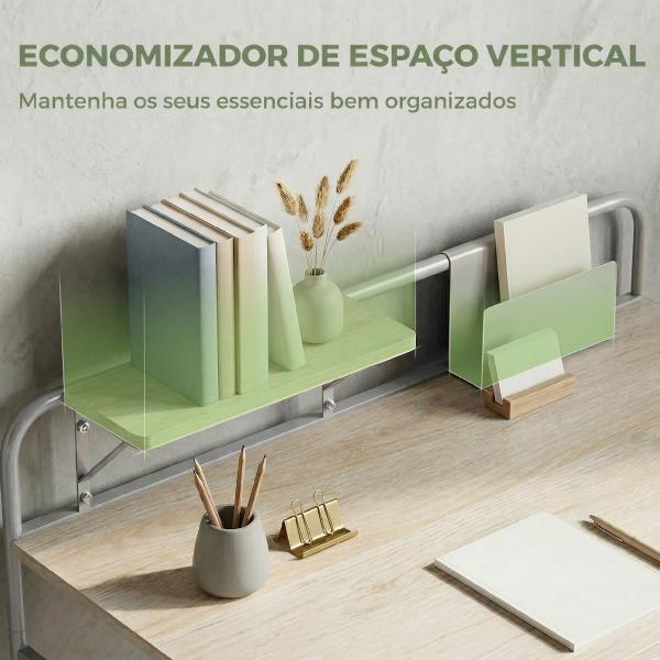 Secretária Moderna com Prateleira e Estrutura Metálica Fácil Montagem 98x48x88,5 cm Carvalho
