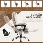 Cadeira de Massagem com 6 Pontos de Massagem Ajustáveis ​​com Função de Aquecimento Apoio para os Pés Retrátil Creme