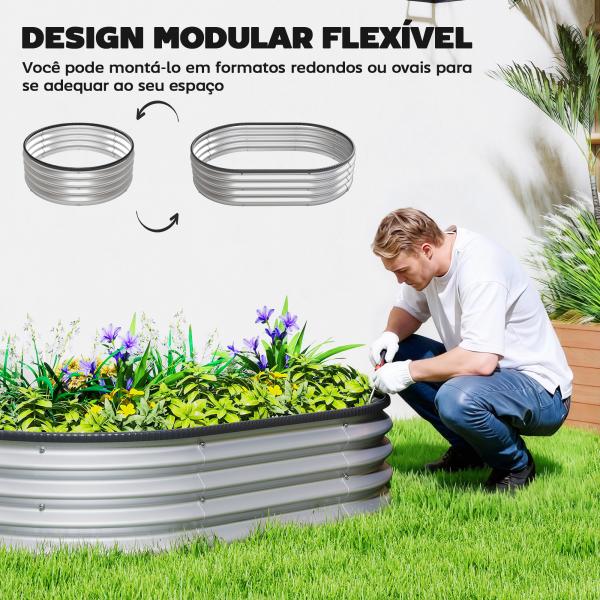Conjunto de 2 Caixas de Plantio de Exterior em Aço Galvanizado para Terraço Jardim 135x90x30 cm Prateado