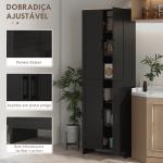 Armário de Cozinha com 4 Portas e Prateleiras Ajustáveis Anti - Tombo 60x30x170,5 cm Preto