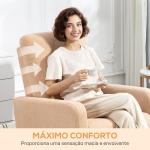 Poltrona Relax Reclinável Manual Poltrona Relax de Borreguito com Função de Baloiço 360° Reclinável até 135º 76x94x100 cm Marrom Claro