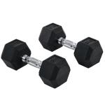 Conjunto de Halteres 16 kg com Barra Metálica e Cabeça Hexagonal Conjunto de Pesos para Treino 30,5x12,7 cm Preto e Prata