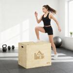 Caixa Pliometria de Madeira Caixa de Saltos com 2 Alças Recortadas Carga Máxima 120 kg 61x51x73 cm Madeira