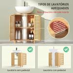 Móvel para Lavatório Pousar de Bambu com Prateleira Ajustável para Lavatórios com ou sem Pedestal 60x30x80 cm Madeira