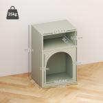 Mesa de Cabeceira Estreita com 2 Compartimentos Abertos e Design em Arco 40x30x60 cm Verde - Claro