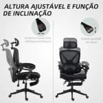 Cadeira de Escritório de Malha com Apoio para a Cabeça Suporte Lombar Apoio para os Pés Função de Inclinação 71x70x109 - 119 cm Preto