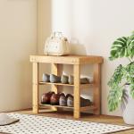 Banco Sapateira de Bambu Organizador de Sapatos com 2 Prateleiras para 4 Pares de Sapatos 50x28x45 cm Madeira