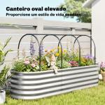 Caixa de Plantio Grande com Cobertura de Estufa e Rede Fundo Aberto para Jardim Terraço 200x60x103 cm Prateado