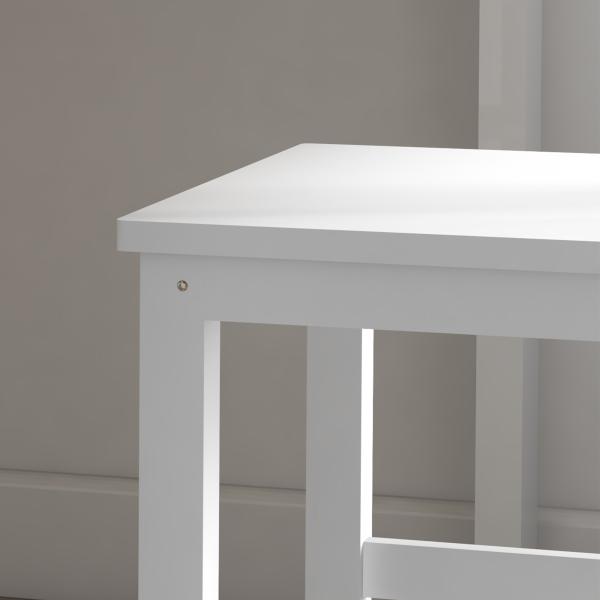 Conjunto de 2 Cadeiras de Sala de Jantar com Encosto de Ripas Estrutura de Madeira de Pinho 38,5x47,5x99 cm Branco