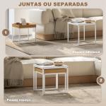 Mesas Auxiliares para Sala de Estar Conjunto de 2 Mesas Mesas de Centro Pequenas Branco e Carvalho