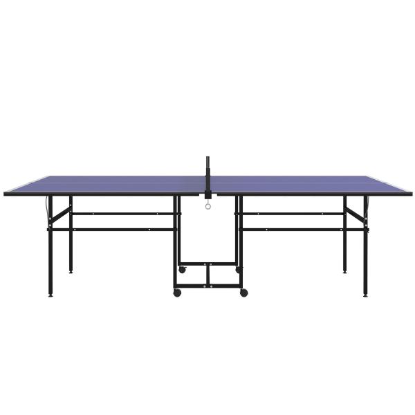 Mesa de Ping Pong Dobrável com 4 Rodas Rede 2 Raquetes e 3 Bolas para Interior e Exterior 274x152,5x75,5 cm Azul
