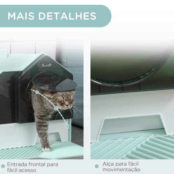 Caixa de Areia Fechada para Gatos com Bandeja Amovível Pá e Filtro Desodorizante 47x45x42 cm Azul Claro