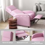 Poltrona Relax Reclinável até 160° Poltrona Reclinável Manual com Apoio para os Pés 64x86x102 cm Rosa
