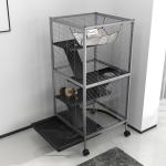 Gaiola para Roedores 52x52x113,5cm Gaiola para Furões com Rodas 2 Portas 3 Rampas Rede Suspensa e Bandeja Removível para Cobias Hamsters Cinza Prata