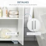 kleanklin Armário de Casa de Banho com 2 Portas e 2 Prateleiras Ajustáveis em 7 Níveis Móvel Auxiliar de Armazenamento para Sala de Estar Cozinha 60x30x80cm Branco
