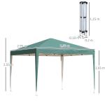Tenda Dobrável 295x295x255 cm com Bolsa de Transporte Altura Ajustável Anti - UV para Terraço Pátio Verde