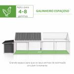 Galinheiro de Madeira para 4 - 8 Galinhas com Teto Abatível Portas com Fechadura e Caixa Ninho 240x112,5x76 cm Branco