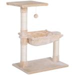 Árvore Arranhador para Gatos Torre para Gatos 50x36x70 cm com Rede Plataforma Poste de Sisal e Bola Suspensa Bege