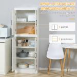 Armário de Cozinha Móvel Auxiliar de Cozinha com 4 Portas e 5 Prateleiras Estilo Moderno Anti - Tombo 60x36x168cm Branco