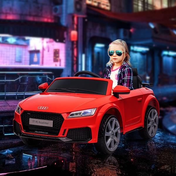 Carro Elétrico Audi TT para Crianças acima de 3 Anos com Controlo Remoto Música e Luzes Bateria 12V 102x60x44 cm Vermelho