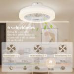 Ventoinha de Teto com Luz LED 40 W Motor DC Revertível Controlo Remoto 6 Velocidades Temporizador Ø46x16 cm Branco