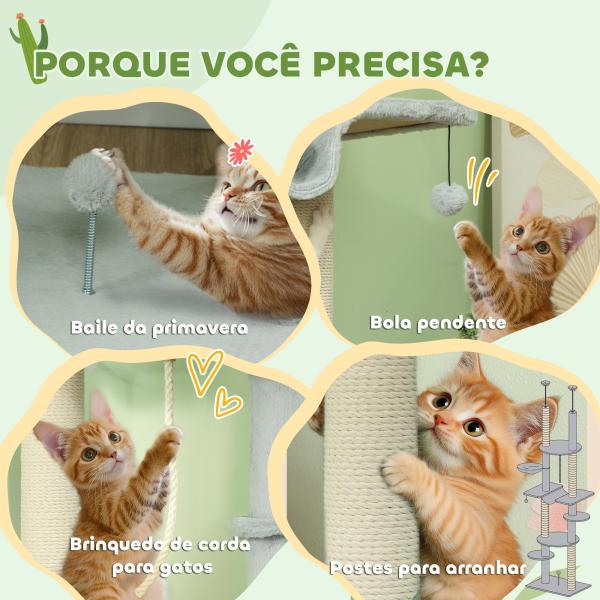 Arranhador para Gatos do Chão ao Teto 225 - 255 cm com 7 Níveis Rede Plataformas Postes de Arranhar Cinza