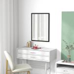 Espelho de Parede Decorativo 50x70 cm Espelho Retangular Espelho de Sala com 4 Ganchos Metálicos Estilo Moderno Preto