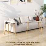 Conjunto de 2 Mesas Auxiliares com Pés de Madeira Mesas de Café 59,5x39,5x45 cm e 44,5x28,5x40 cm Madeira