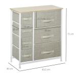 Cómoda com 7 Gavetas de Tecido Cómoda de Armazenamento Multifuncional para Dormitório Sala de Estar Corredor 63,5x30x71cm Cinza