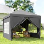 Tenda de Jardim com Paredes Laterais Amovíveis Janelas Porta com Fecho de Correr e Bolsa de Transporte 295x295x196 - 258 cm Cinzento