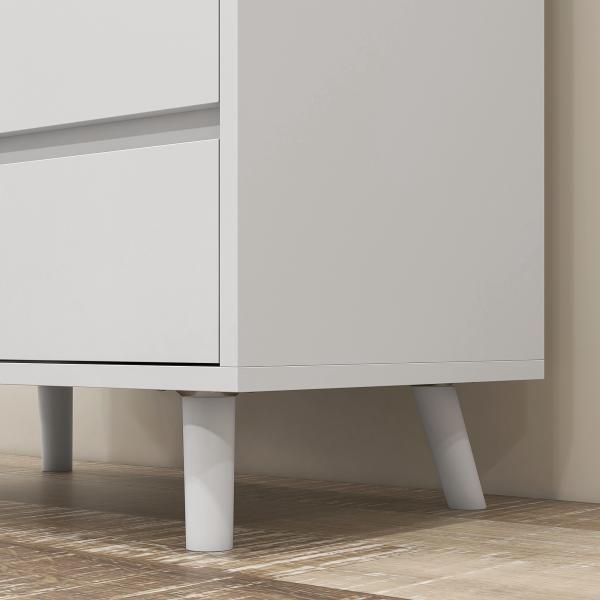 Armário de Cozinha com 2 Armários com Portas de Vidro Temperado 2 Compartimentos Abertos 4 Gavetas e Prateleiras Ajustáveis 60x35x180 cm Branco