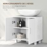 Móvel para Lavatório Pousar com 2 Portas de MDF 2 Prateleiras e Sistema Anti - Tombo para Casa de Banho 60x35x60 cm Branco
