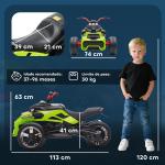 Quadricilo Elétrico para Crianças 12V com 2 Motores Velocidade até 5 km/h 3 Rodas Faróis Buzina Música 113x74x63 cm Verde