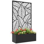Biombo de Exterior com Floreira de Metal Floreira de Parede ou Independente para Cultivos 61x23x113 cm Preto