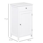 Armário de Casa de Banho com 1 Gaveta 1 Porta e Prateleira Interior Ajustável Móvel Auxiliar de Armazenamento para Sala de Estar Cozinha 43x34x77cm Branco