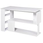 Secretária com Estantes Mesa de escritório 5 Prateleiras 120x110x74cm Branco