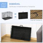 Gaiola para Cães com 2 Portas Gaiola para Animais de Estimação de Arame Dobrável com Alça de Transporte Aço 76x46x52cm Preto
