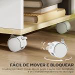 Móvel para TV com Rodas Armário para TV Flutuante com 2 Portas e 2 Prateleiras 120x40x38,5cm Branco e Madeira