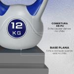 Kettlebell 12 kg Peso Russo com Revestimento de PU e Enchimento de Areia para Treinamento 24x17x28 cm Azul e Cinza