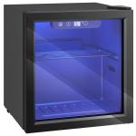 Vinoteca 12 Garrafas, Frigorífico para Vinhos 36 L com Temperatura Ajustável 4 - 16 ℃ Porta de Vidro Duplo Luz LED, Preto