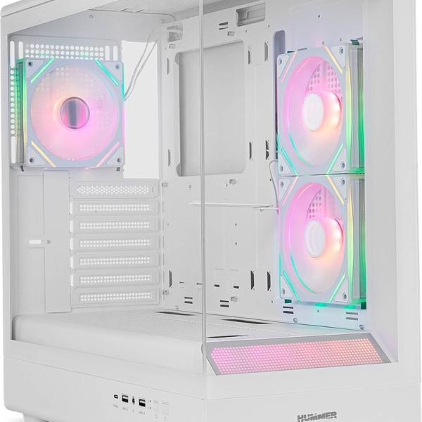 Caixa ATX Hummer Signal ARGB Frameless Tempered Glass (Branco) - NOX