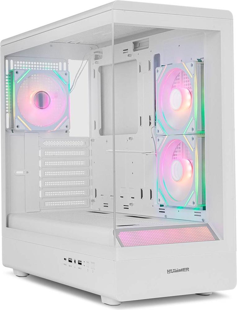 Caixa ATX Hummer Signal ARGB Frameless Tempered Glass (Branco) - NOX