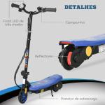 Trotinete Elétrica Dobrável com Velocidade Máx. 12 km/h Motor 120 W Autonomia Máxima 10 km e Farol LED 75x48x93 - 105 cm Azul