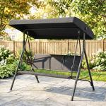 Baloiço de Jardim Exterior de 3 Lugares com Toldo Reclinável Assento Respirável e Estrutura de Aço 175x118x159 cm Preto